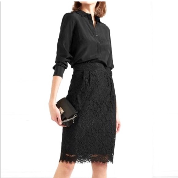 J. Crew No. 2 Pencil skirt in navy lace over black sz 2 - Picture 5 of 5